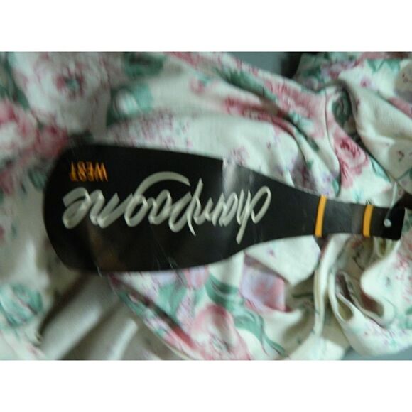 Champagne West Dress Size 3/4‎ Vintage 80s  Ivory Pink Floral Tier Skater Mini - Picture 12 of 12